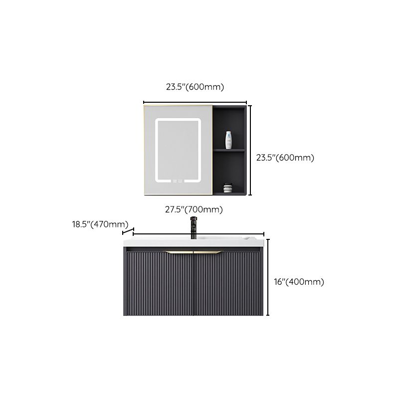 Glam Bath Vanity Single Sink Wall Mounted Metal Frame 2 Doors Mirror Grey Vanity Clearhalo 'Bathroom Remodel & Bathroom Fixtures' 'Bathroom Vanities' 'bathroom_vanities' 'Home Improvement' 'home_improvement' 'home_improvement_bathroom_vanities' 1200x1200_5f46cee6-995c-4ced-af47-3587dd50f87c