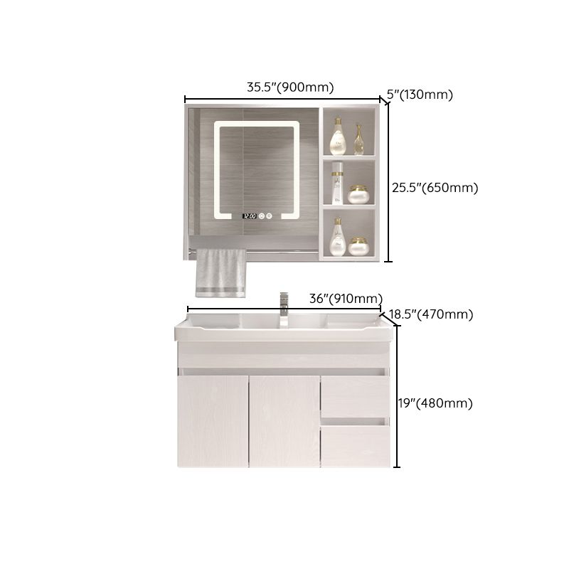 Wall Mounted Vanity White Wood Frame Rectangular 2 Doors Single Sink Vanity with Mirror Clearhalo 'Bathroom Remodel & Bathroom Fixtures' 'Bathroom Vanities' 'bathroom_vanities' 'Home Improvement' 'home_improvement' 'home_improvement_bathroom_vanities' 1200x1200_5f4a2b1d-cab6-4a3d-925a-273840b539d0