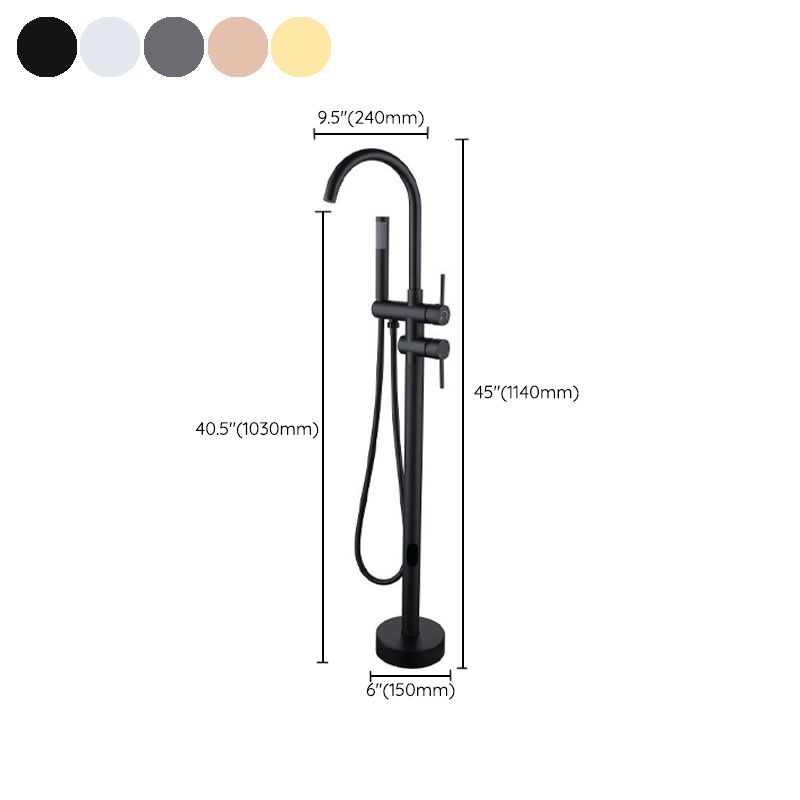 Traditional Floor Mounted Metal Freestanding Tub Filler Swivel Freestanding Faucet Clearhalo 'Bathroom Remodel & Bathroom Fixtures' 'Bathtub Faucets' 'bathtub_faucets' 'Home Improvement' 'home_improvement' 'home_improvement_bathtub_faucets' 1200x1200_5f7d65f7-ff9a-4379-bd19-afe3e31475d5