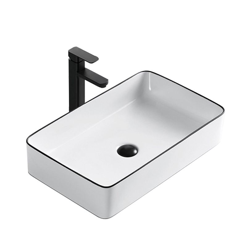 Modern Bathroom Sink Porcelain Rectangular with Overflow and Drain Assembly Basin Sink Clearhalo 'Bathroom Remodel & Bathroom Fixtures' 'Bathroom Sinks & Faucet Components' 'Bathroom Sinks' 'bathroom_sink' 'Home Improvement' 'home_improvement' 'home_improvement_bathroom_sink' 1200x1200_5f8994d6-89ac-406c-8590-6ab74dc173d8