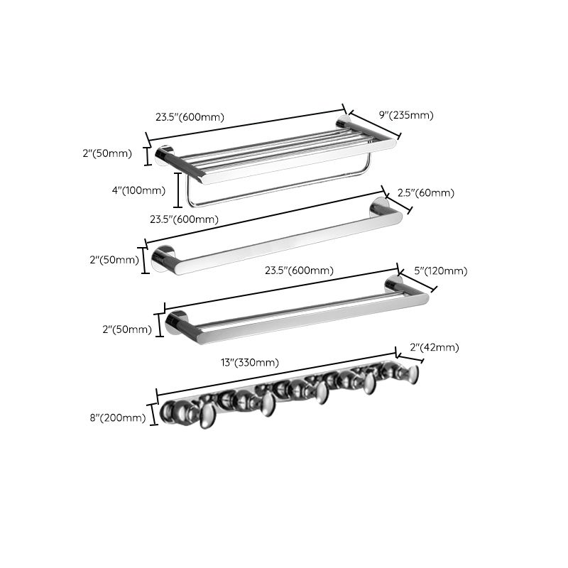 Modern Bathroom Accessories Hardware Set Silver Bathroom Hardware Set Clearhalo 'Bathroom Hardware Sets' 'Bathroom Hardware' 'Bathroom Remodel & Bathroom Fixtures' 'bathroom_hardware_sets' 'Home Improvement' 'home_improvement' 'home_improvement_bathroom_hardware_sets' 1200x1200_5f9ac921-d636-4bb1-af13-df2909593e52