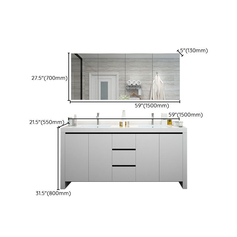 Modern White Wood Sink Vanity Faucet Included with Mirror for Bathroom Clearhalo 'Bathroom Remodel & Bathroom Fixtures' 'Bathroom Vanities' 'bathroom_vanities' 'Home Improvement' 'home_improvement' 'home_improvement_bathroom_vanities' 1200x1200_5fabf3fe-0751-407e-95fd-68154a530c7f