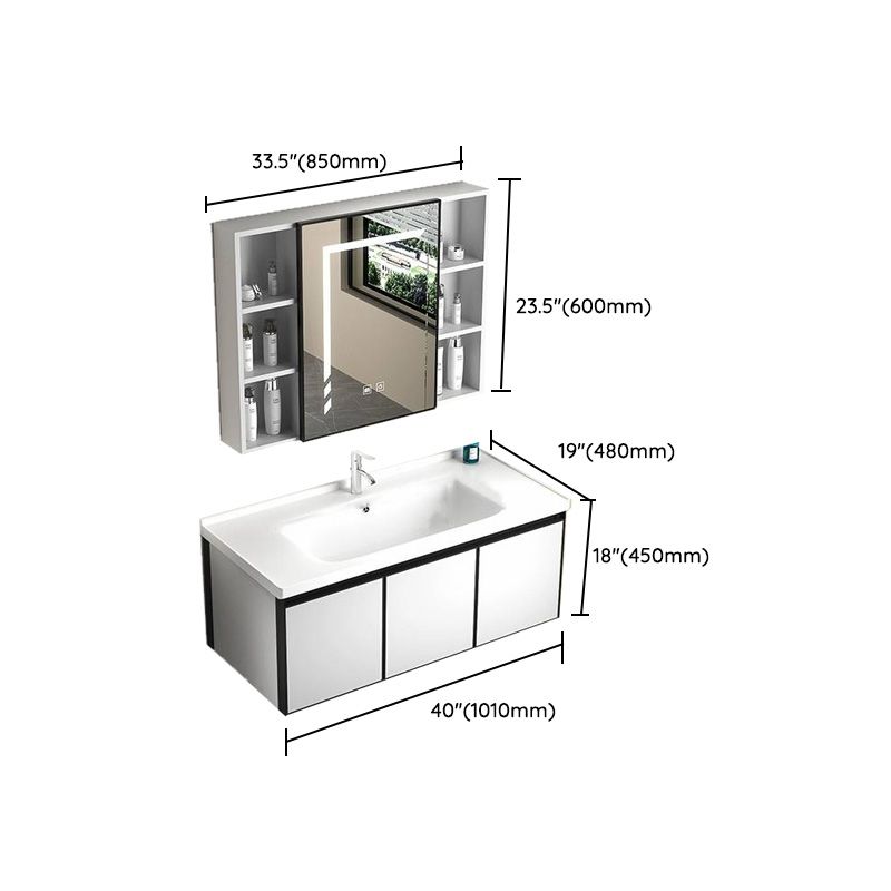 Modern Vanity Set Metal Frame Wall-Mounted with Soft Close Door Clearhalo 'Bathroom Remodel & Bathroom Fixtures' 'Bathroom Vanities' 'bathroom_vanities' 'Home Improvement' 'home_improvement' 'home_improvement_bathroom_vanities' 1200x1200_5fd1ff51-f151-4001-bc13-483336f45d8f