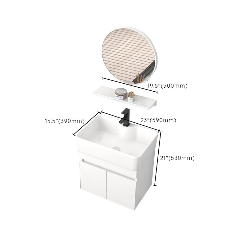 Rectangular Single Sink Bathroom Vanity Modern White Wall Mount Vanity Set Clearhalo 'Bathroom Remodel & Bathroom Fixtures' 'Bathroom Vanities' 'bathroom_vanities' 'Home Improvement' 'home_improvement' 'home_improvement_bathroom_vanities' 1200x1200_5fe6cdce-1192-4a49-a32a-a5e3f13b9afd