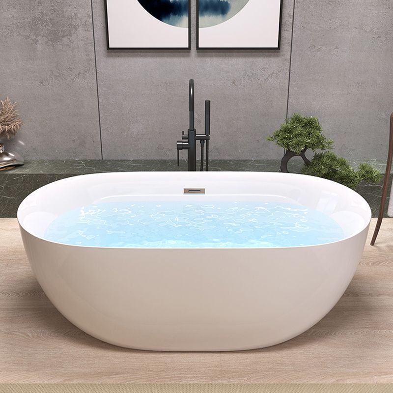 Modern Back to Wall Bath Oval White Soaking Acrylic Freestanding Bathtub Clearhalo 'Bathroom Remodel & Bathroom Fixtures' 'Bathtubs' 'Home Improvement' 'home_improvement' 'home_improvement_bathtubs' 'Showers & Bathtubs' 1200x1200_5ff04701-3292-4a58-9098-ffac467c2827