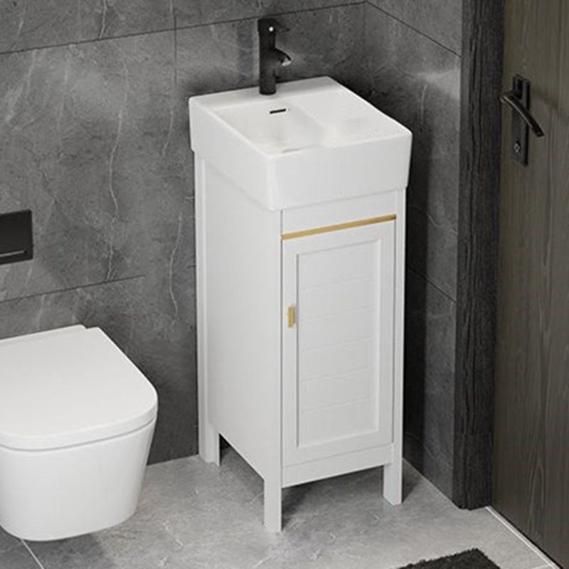 Single Sink Bath Vanity Set White Oval Metal 2 Doors Bathroom Vanity with Mirror Clearhalo 'Bathroom Remodel & Bathroom Fixtures' 'Bathroom Vanities' 'bathroom_vanities' 'Home Improvement' 'home_improvement' 'home_improvement_bathroom_vanities' 1200x1200_600b759a-3990-4e86-a1d1-934b84d3af1e