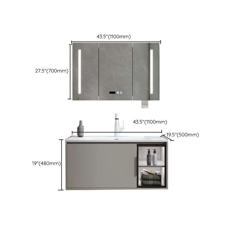 Modern Bathroom Sink Vanity Stainless Steel Wall-Mounted with Soft Close Door Clearhalo 'Bathroom Remodel & Bathroom Fixtures' 'Bathroom Vanities' 'bathroom_vanities' 'Home Improvement' 'home_improvement' 'home_improvement_bathroom_vanities' 1200x1200_601725f1-ec87-4bda-a57c-4635b6a7b95e