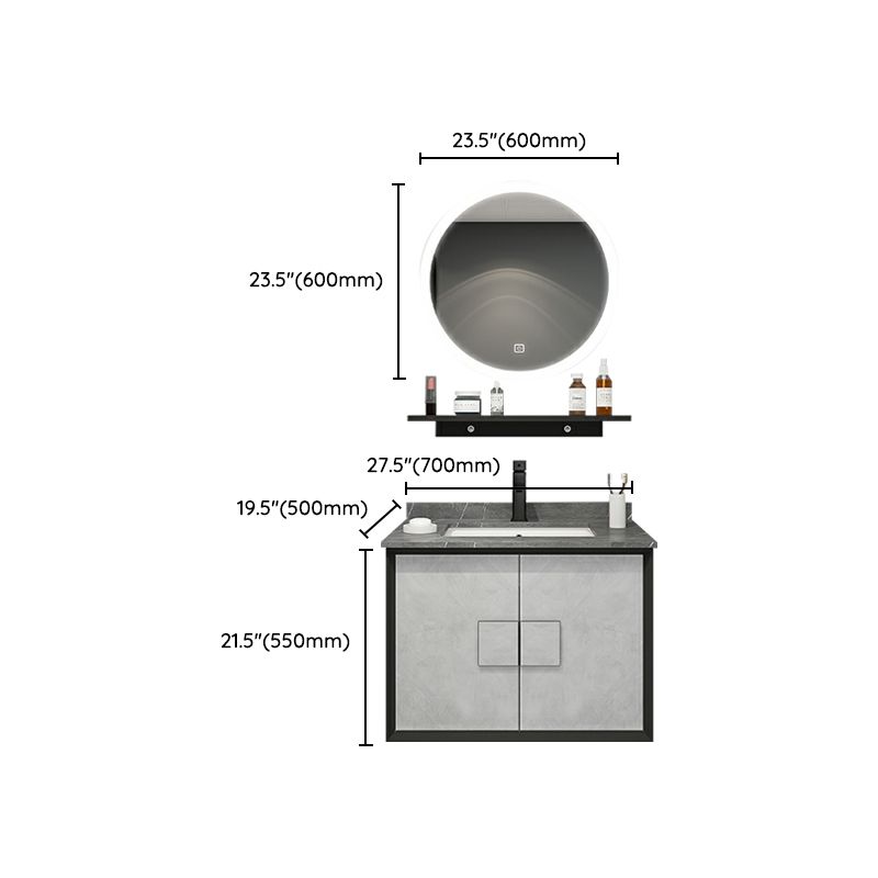 Modern Wall Mount Stone Bathroom Vanity Set with Doors Mirror Clearhalo 'Bathroom Remodel & Bathroom Fixtures' 'Bathroom Vanities' 'bathroom_vanities' 'Home Improvement' 'home_improvement' 'home_improvement_bathroom_vanities' 1200x1200_6021b20d-52fb-4dde-8f83-31a8fffec896