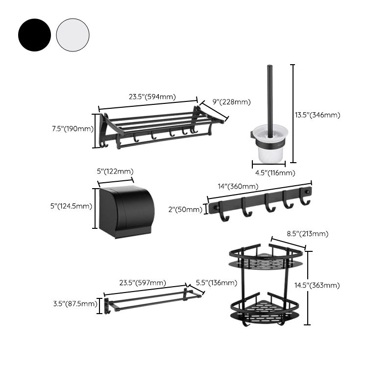 Contemporary Aluminum Bath Hardware Set Black Bathroom Accessory Kit Clearhalo 'Bathroom Hardware Sets' 'Bathroom Hardware' 'Bathroom Remodel & Bathroom Fixtures' 'bathroom_hardware_sets' 'Home Improvement' 'home_improvement' 'home_improvement_bathroom_hardware_sets' 1200x1200_602a0ddb-9048-4bb0-88fd-669a389778b1