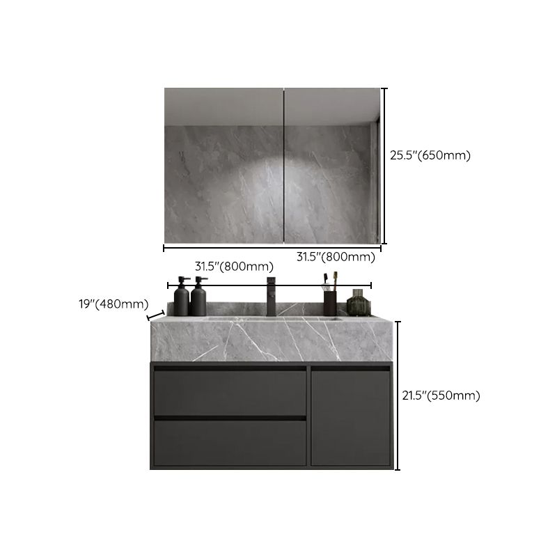 Modern Bathroom Sink Vanity Wall Mount Vanity Set with Mirror Clearhalo 'Bathroom Remodel & Bathroom Fixtures' 'Bathroom Vanities' 'bathroom_vanities' 'Home Improvement' 'home_improvement' 'home_improvement_bathroom_vanities' 1200x1200_60502179-915f-47eb-acd8-bd3ccbc03439