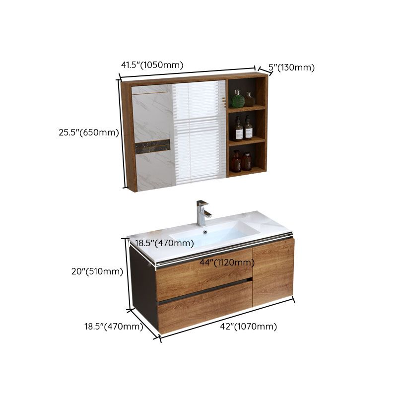 2 Drawers Vanity Wood Frame Freestanding Shelving Included Mirror Single Sink Vanity Clearhalo 'Bathroom Remodel & Bathroom Fixtures' 'Bathroom Vanities' 'bathroom_vanities' 'Home Improvement' 'home_improvement' 'home_improvement_bathroom_vanities' 1200x1200_605d77ef-b31a-4976-bb63-3050d2542e68