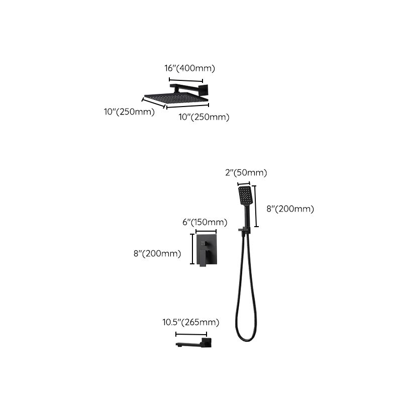 Square Black Spot Resist Shower Faucet Shower Arm Shower with Handheld Shower Head Clearhalo 'Bathroom Remodel & Bathroom Fixtures' 'Home Improvement' 'home_improvement' 'home_improvement_shower_faucets' 'Shower Faucets & Systems' 'shower_faucets' 'Showers & Bathtubs Plumbing' 'Showers & Bathtubs' 1200x1200_607a1bbd-bb74-4397-a26c-b3e2094019f3