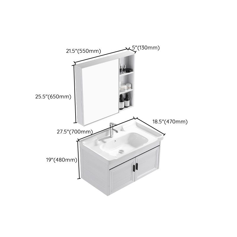 Modern White Wall Mount Bathroom Sink Vanity with Faucet Sink Clearhalo 'Bathroom Remodel & Bathroom Fixtures' 'Bathroom Vanities' 'bathroom_vanities' 'Home Improvement' 'home_improvement' 'home_improvement_bathroom_vanities' 1200x1200_60a91c36-76d6-4398-a7ee-c7c965d00228