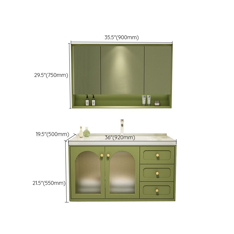 2 Doors Bath Vanity Drawers Mirror Wall Mount Rectangle Single Sink Wood Frame Vanity Clearhalo 'Bathroom Remodel & Bathroom Fixtures' 'Bathroom Vanities' 'bathroom_vanities' 'Home Improvement' 'home_improvement' 'home_improvement_bathroom_vanities' 1200x1200_60af1b94-5f73-4780-aa6f-fdd1a96689ab