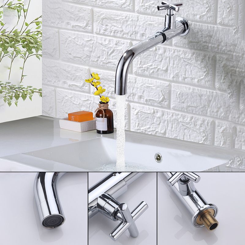 Contemporary Wall Mounted Bathroom Faucet Cross Handle Solid Brass Faucet Clearhalo 'bathroom_sink_faucets' 'Conjunta de Baño y Conjunta de Grifo' 'Coronamiento de Baño y Dispositivo de Baño' 'Grifo del lavabo del baño' 'Hogar' 'home_improvement' 'home_improvement_bathroom_sink_faucets' 'Mejoras para el hogar' 1200x1200_60b95573-5041-4db5-80d9-f5a05fe2a225