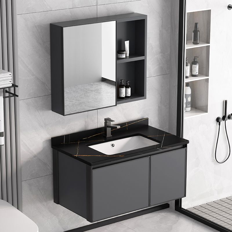 Rectangular Bathroom Vanity Single Sink Modern Gray Metal Base Vanity Set Clearhalo 'Bathroom Remodel & Bathroom Fixtures' 'Bathroom Vanities' 'bathroom_vanities' 'Home Improvement' 'home_improvement' 'home_improvement_bathroom_vanities' 1200x1200_60c6cf8c-3613-40ca-b102-54c83857d94c