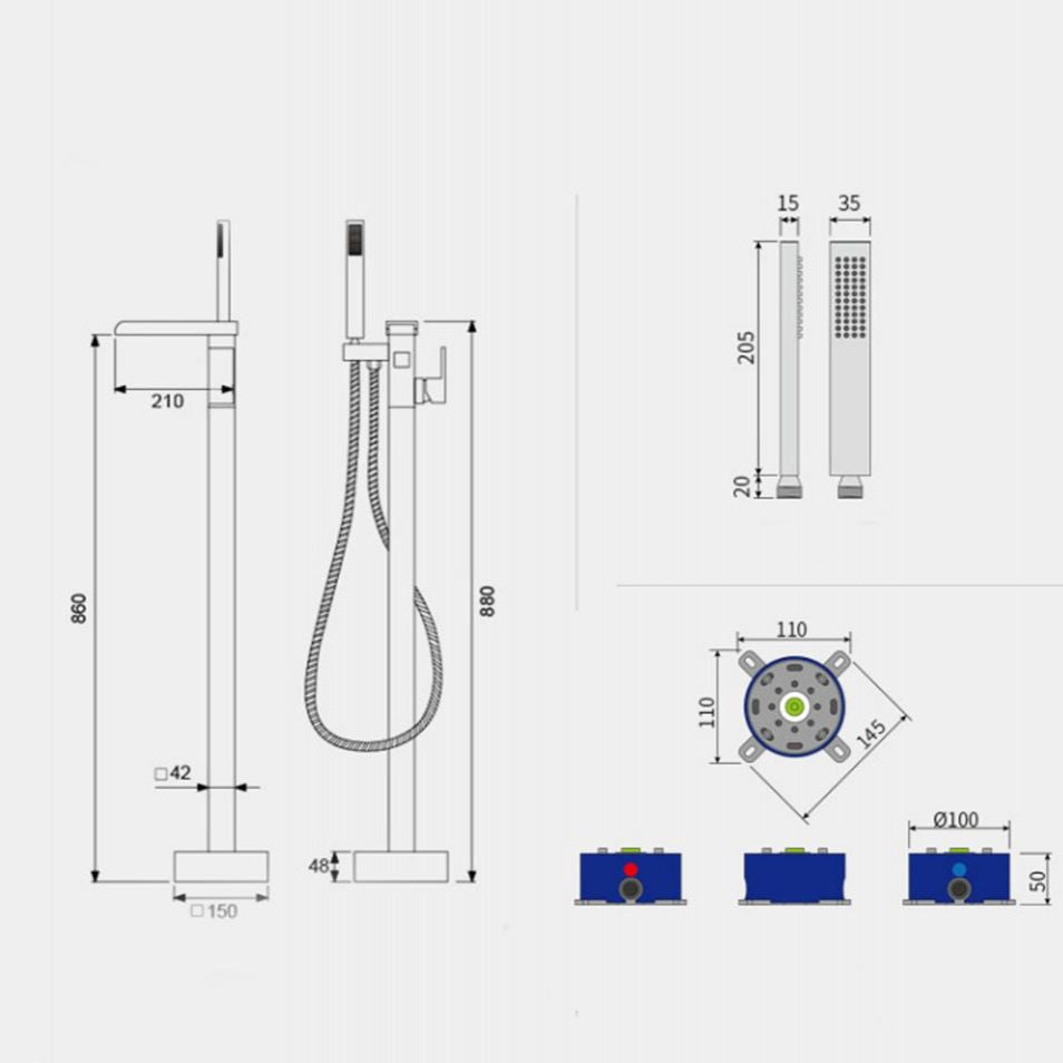 Floor Mounted Metal Freestanding Tub Filler Single Handle Waterfall Freestanding Faucet Clearhalo 'Bathroom Remodel & Bathroom Fixtures' 'Bathtub Faucets' 'bathtub_faucets' 'Home Improvement' 'home_improvement' 'home_improvement_bathtub_faucets' 1200x1200_60d651de-b463-478a-b288-67bac2b6f3fc