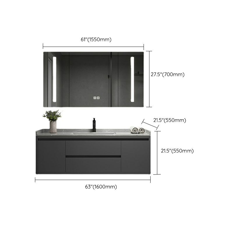 Wall Mount Modern Grey Bath Vanity with Mirror Faucet Sink for Bathroom Clearhalo 'Bathroom Remodel & Bathroom Fixtures' 'Bathroom Vanities' 'bathroom_vanities' 'Home Improvement' 'home_improvement' 'home_improvement_bathroom_vanities' 1200x1200_60fdd864-c3e7-42a4-b30a-43903e5944c9