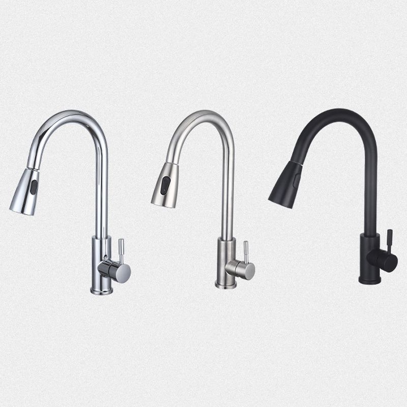 Pull Down Spout Kitchen Faucet One Handle Kitchen Sink Faucet with Pull Down Sprayer Clearhalo 'Home Improvement' 'home_improvement' 'home_improvement_kitchen_faucets' 'Kitchen Faucets' 'Kitchen Remodel & Kitchen Fixtures' 'Kitchen Sinks & Faucet Components' 'kitchen_faucets' 1200x1200_61009ce4-c906-4da3-995b-29f66d9889db