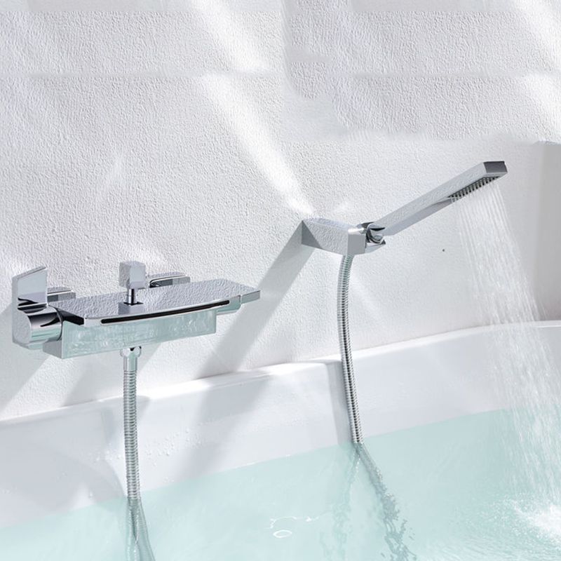 Modern Style Bathtub Faucet Waterfall Handle Style Bathroom Faucet Clearhalo 'Bathroom Remodel & Bathroom Fixtures' 'Bathtub Faucets' 'bathtub_faucets' 'Home Improvement' 'home_improvement' 'home_improvement_bathtub_faucets' 1200x1200_611e10ac-45e9-42ef-bdb6-ca6f03972ddd