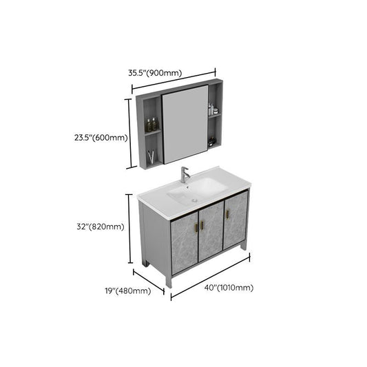 Bathroom Vanity Set Drawer Ceramic Sink Faucet Free Standing Vanity Set with Mirror Clearhalo 'Bathroom Remodel & Bathroom Fixtures' 'Bathroom Vanities' 'bathroom_vanities' 'Home Improvement' 'home_improvement' 'home_improvement_bathroom_vanities' 1200x1200_617c3ae9-5d51-456b-a562-a93d48a374f6