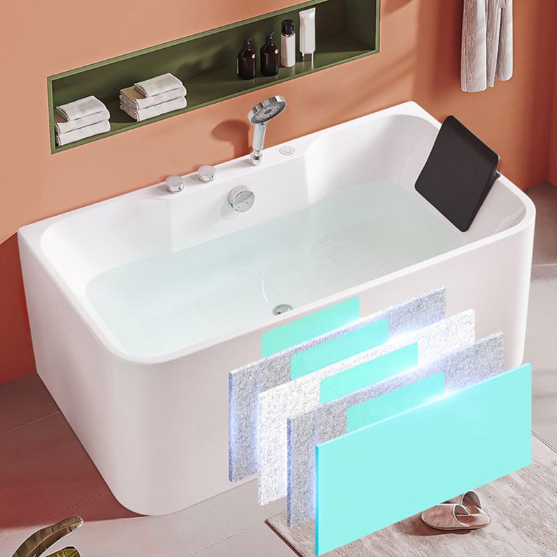 Modern White Rectangle Bathtub Acrylic Back to Wall with Drain Bath Tub Clearhalo 'Bathroom Remodel & Bathroom Fixtures' 'Bathtubs' 'Home Improvement' 'home_improvement' 'home_improvement_bathtubs' 'Showers & Bathtubs' 1200x1200_617e844a-da94-45bf-8f4b-9aa5653d8ca9