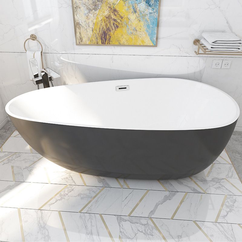 Matte Finish Oval Bathtub with Drain and Overflow Trim Acrylic Soaking Freestanding Tub Clearhalo 'Bathroom Remodel & Bathroom Fixtures' 'Bathtubs' 'Home Improvement' 'home_improvement' 'home_improvement_bathtubs' 'Showers & Bathtubs' 1200x1200_619a1c9e-13a7-4958-8174-d0623e8f3411