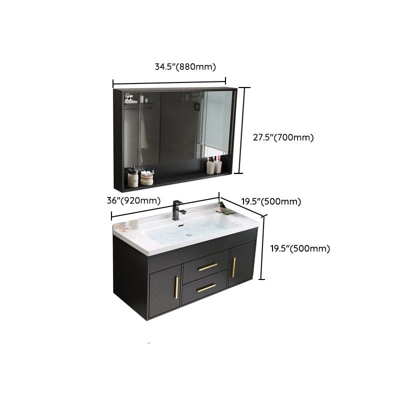 Single-Sink Black Solid Wood Modern Open Console with Sink Set Clearhalo 'Bathroom Remodel & Bathroom Fixtures' 'Bathroom Vanities' 'bathroom_vanities' 'Home Improvement' 'home_improvement' 'home_improvement_bathroom_vanities' 1200x1200_61eb5f31-c6de-4a72-b867-c17f1b159506