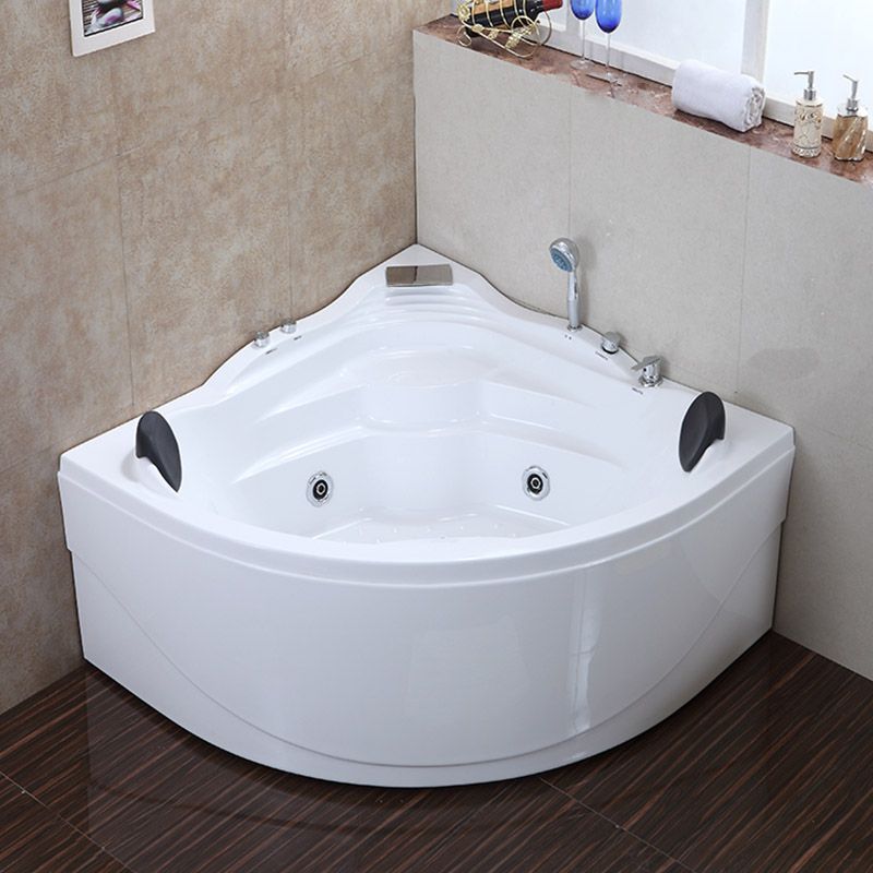 White Corner Acrylic Bath Tub Bathroom Modern Back to Wall Tub Clearhalo 'Bathroom Remodel & Bathroom Fixtures' 'Bathtubs' 'Home Improvement' 'home_improvement' 'home_improvement_bathtubs' 'Showers & Bathtubs' 1200x1200_61ec7a5a-ea14-4758-a4ff-b27a55bec46f