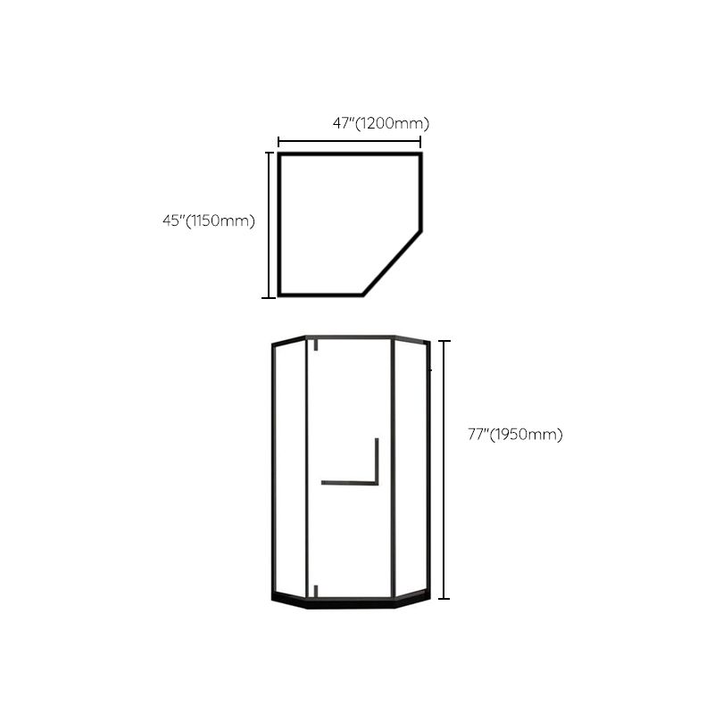 Contemporary Black Shower Enclosure Neo-Angle Semi-Frameless Clear Shower Enclosure Clearhalo 'Bathroom Remodel & Bathroom Fixtures' 'Home Improvement' 'home_improvement' 'home_improvement_shower_stalls_enclosures' 'Shower Stalls & Enclosures' 'shower_stalls_enclosures' 'Showers & Bathtubs' 1200x1200_61ecf3d6-7ad5-45dd-9017-b193076febeb