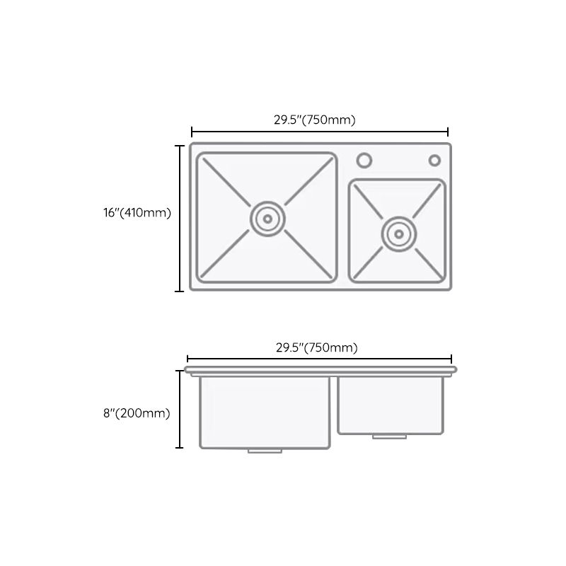 Modern Style Kitchen Sink Drop-In Noise-cancelling Design Kitchen Double Sink Clearhalo 'Home Improvement' 'home_improvement' 'home_improvement_kitchen_sinks' 'Kitchen Remodel & Kitchen Fixtures' 'Kitchen Sinks & Faucet Components' 'Kitchen Sinks' 'kitchen_sinks' 1200x1200_61f676e6-a25d-4a14-94f0-b9450d208270