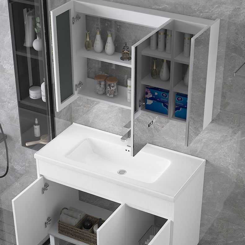 Rectangular Freestanding Bathroom Vanity White Modern Single-Sink Vanity Set Clearhalo 'Bathroom Remodel & Bathroom Fixtures' 'Bathroom Vanities' 'bathroom_vanities' 'Home Improvement' 'home_improvement' 'home_improvement_bathroom_vanities' 1200x1200_61fe18df-9a5a-4b2d-ad66-d1d5a150a6d2