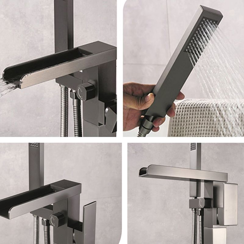 Modern Floor Standing Rod Handle Handheld Shower Head Bathtub Faucet Clearhalo 'Bathroom Remodel & Bathroom Fixtures' 'Bathtub Faucets' 'bathtub_faucets' 'Home Improvement' 'home_improvement' 'home_improvement_bathtub_faucets' 1200x1200_621ad65a-094d-4da9-9248-84c720367851