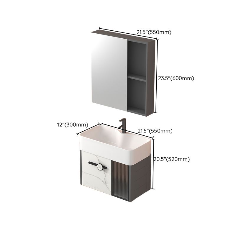 Modern Wall Mount Sink Vanity Gray Metal Base Single-Sink Rectangular Vanity Set Clearhalo 'Bathroom Remodel & Bathroom Fixtures' 'Bathroom Vanities' 'bathroom_vanities' 'Home Improvement' 'home_improvement' 'home_improvement_bathroom_vanities' 1200x1200_6226a92c-49c6-4667-a021-8dafa3348638