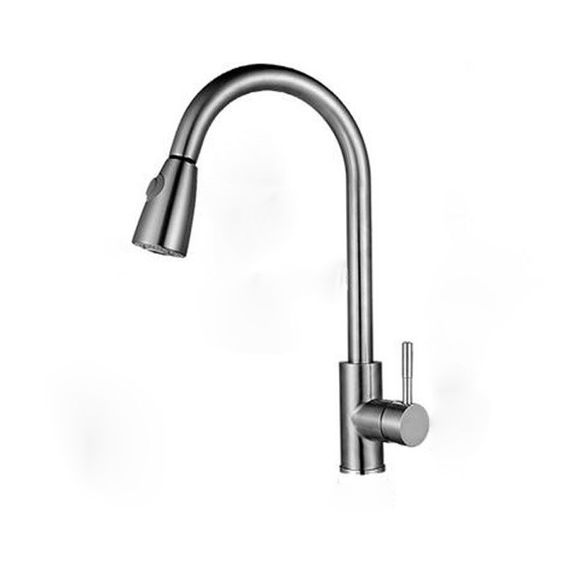 1-Hole Kitchen Faucet Pull down Sprayer Kitchen Faucet with Single Lever Handle Clearhalo 'Home Improvement' 'home_improvement' 'home_improvement_kitchen_faucets' 'Kitchen Faucets' 'Kitchen Remodel & Kitchen Fixtures' 'Kitchen Sinks & Faucet Components' 'kitchen_faucets' 1200x1200_62365189-6fe9-43b1-bd46-f59a65169c23