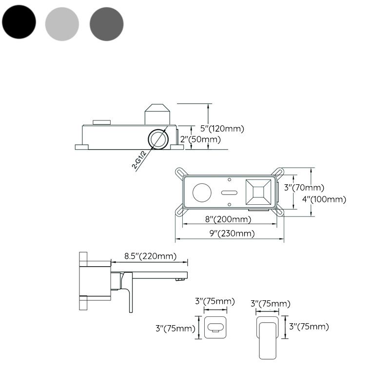 Lever Single-Handle Wall Mounted Modern Low Arc Metal Wall Mount Clearhalo 'Bathroom Remodel & Bathroom Fixtures' 'Bathtub Faucets' 'bathtub_faucets' 'Home Improvement' 'home_improvement' 'home_improvement_bathtub_faucets' 1200x1200_624a329c-f782-4e6f-8380-9b7588b51f03