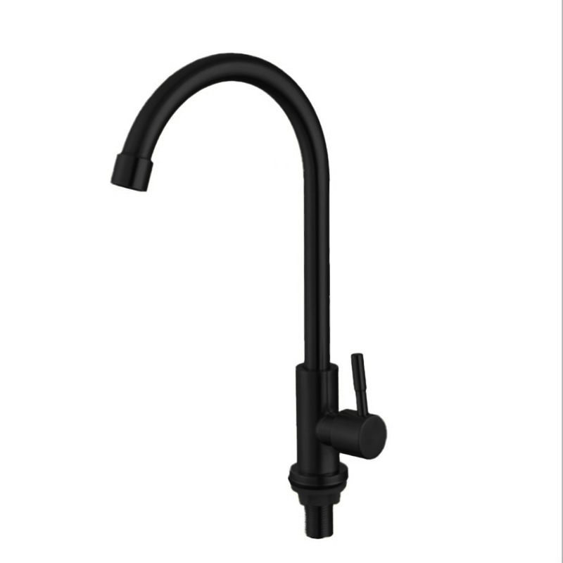 Traditional 1-Handle Faucets Black and Silver Stainless Steel Gooseneck Faucets Clearhalo 'Home Improvement' 'home_improvement' 'home_improvement_kitchen_faucets' 'Kitchen Faucets' 'Kitchen Remodel & Kitchen Fixtures' 'Kitchen Sinks & Faucet Components' 'kitchen_faucets' 1200x1200_624c8a39-4115-49a1-9ee5-80b5f98b1ef0