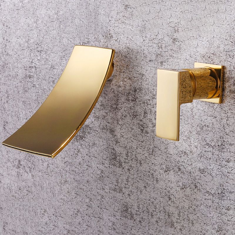 Glam Wall Mounted Bathroom Faucet Lever Handles Low Arc Solid Brass Faucet Clearhalo 'Bathroom Remodel & Bathroom Fixtures' 'Bathroom Sink Faucets' 'Bathroom Sinks & Faucet Components' 'bathroom_sink_faucets' 'Home Improvement' 'home_improvement' 'home_improvement_bathroom_sink_faucets' 1200x1200_625cc56e-22be-4bf1-9952-aa3a3755e38e