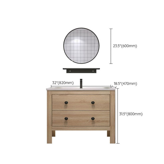 Wood Frame Vanity Mirror Freestanding Single Sink Scratch Resistant Vanity with Drawers Clearhalo 'Bathroom Remodel & Bathroom Fixtures' 'Bathroom Vanities' 'bathroom_vanities' 'Home Improvement' 'home_improvement' 'home_improvement_bathroom_vanities' 1200x1200_62d26aa8-f4d2-48fd-bb71-0e394afbedb2