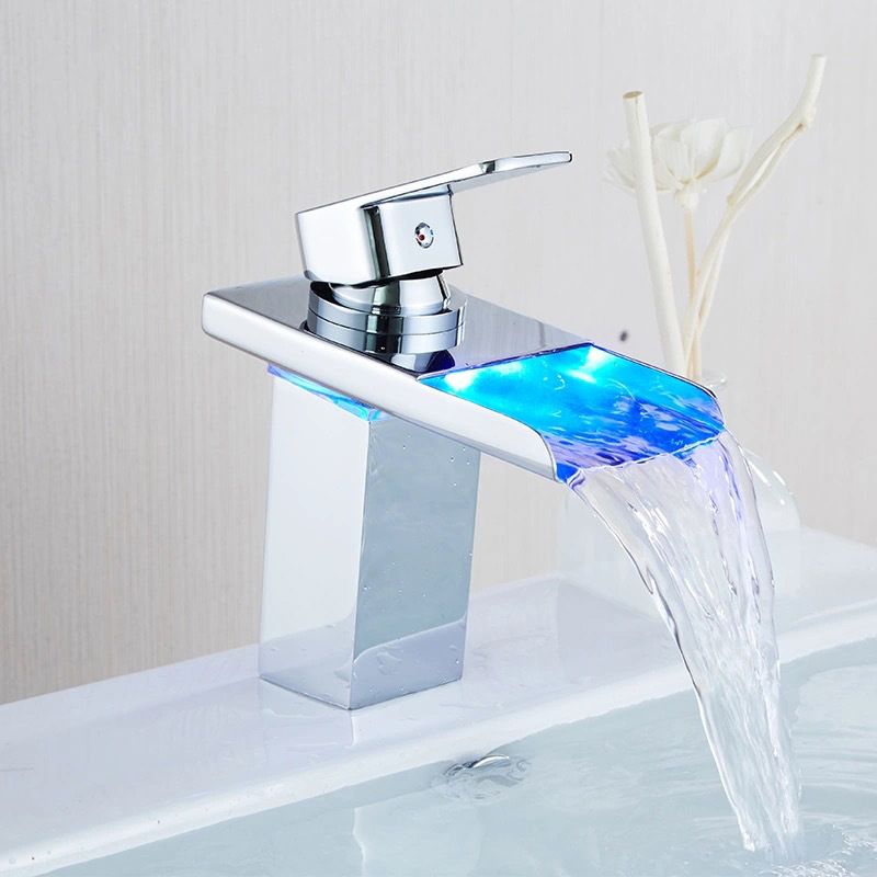 1-Handle Lavatory Faucet 1-Hole Vessel Sink Faucet with LED Lighting Clearhalo 'Bathroom Remodel & Bathroom Fixtures' 'Bathroom Sink Faucets' 'Bathroom Sinks & Faucet Components' 'bathroom_sink_faucets' 'Casa' 'Home Improvement' 'home_improvement' 'home_improvement_bathroom_sink_faucets' 1200x1200_62d4a96e-ced3-4f36-8822-66c472ba4cc6