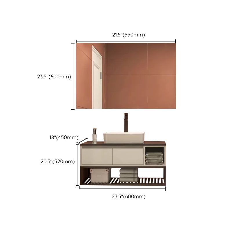 Modern Bathroom Sink Vanity Limestone Top Faucet and Shelving Included Clearhalo 'Bathroom Remodel & Bathroom Fixtures' 'Bathroom Vanities' 'bathroom_vanities' 'Home Improvement' 'home_improvement' 'home_improvement_bathroom_vanities' 1200x1200_62def220-44bb-4e4d-bbdc-65ebf49ff436