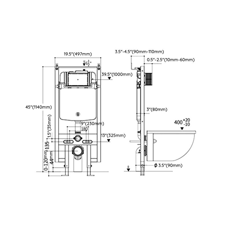 Contemporary One Piece Toilet Bowl Wall Mount Porcelain Flush Toilet Clearhalo 'Bathroom Remodel & Bathroom Fixtures' 'Home Improvement' 'home_improvement' 'home_improvement_toilets' 'Toilets & Bidets' 'Toilets' 1200x1200_62f6c7cc-0529-451e-94ba-d4daf324a31a