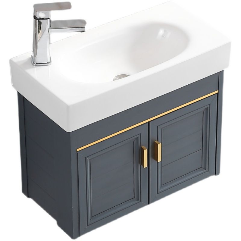 Glam Single Bath Vanity Metal Frame Wall Mount Blue Sink Vanity Clearhalo 'Bathroom Remodel & Bathroom Fixtures' 'Bathroom Vanities' 'bathroom_vanities' 'Home Improvement' 'home_improvement' 'home_improvement_bathroom_vanities' 1200x1200_635c1bab-70af-499e-a44c-2667ef7da114