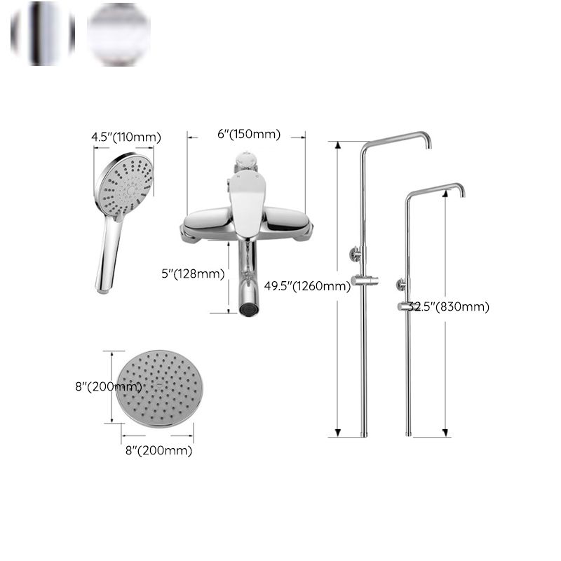 Stainless Steel Shower System Wall Mounted Round Lever Handle Shower System with Riser Clearhalo 'Bathroom Remodel & Bathroom Fixtures' 'Home Improvement' 'home_improvement' 'home_improvement_shower_faucets' 'Shower Faucets & Systems' 'shower_faucets' 'Showers & Bathtubs Plumbing' 'Showers & Bathtubs' 1200x1200_6387a85e-0acf-43a3-8286-35743c258655