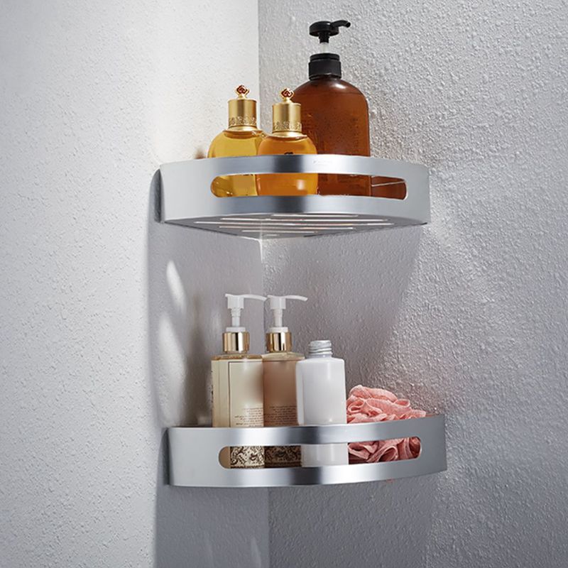 Modern Bathroom Accessory Set with Bathe Shelf/Robe Hooks/Towel Bar in Aluminum Clearhalo 'Bathroom Hardware Sets' 'Bathroom Hardware' 'Bathroom Remodel & Bathroom Fixtures' 'bathroom_hardware_sets' 'Home Improvement' 'home_improvement' 'home_improvement_bathroom_hardware_sets' 1200x1200_63983c26-810c-46a4-b21d-ff0fb880c3d9