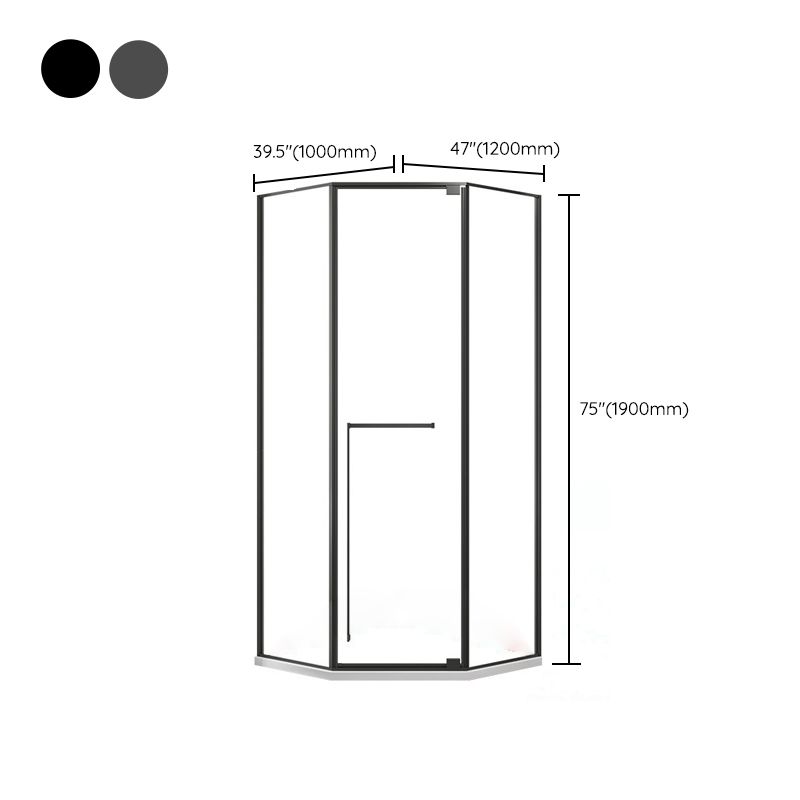 Pivot Diamond-shaped Shower Room Frame Tempered Swing Shower Door Clearhalo 'Bathroom Remodel & Bathroom Fixtures' 'Home Improvement' 'home_improvement' 'home_improvement_shower_tub_doors' 'Shower and Tub Doors' 'shower_tub_doors' 'Showers & Bathtubs' 1200x1200_63a5b70e-9923-4c31-8d98-e5555ab93cc6