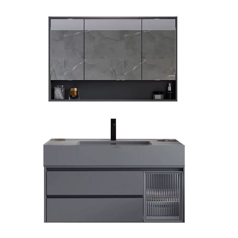 Grey Wall Mounted Standard Modern Single-Sink Open Console with Sink Set Clearhalo 'Bathroom Remodel & Bathroom Fixtures' 'Bathroom Vanities' 'bathroom_vanities' 'Home Improvement' 'home_improvement' 'home_improvement_bathroom_vanities' 1200x1200_63aafe71-e64d-41c4-b556-03d51786d4d1