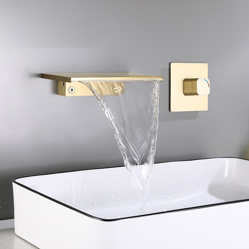 Wall Mounted Metal Waterfall Tub Filler Low Arc Bathroom Faucet Clearhalo 'Bathroom Remodel & Bathroom Fixtures' 'Bathtub Faucets' 'bathtub_faucets' 'Home Improvement' 'home_improvement' 'home_improvement_bathtub_faucets' 1200x1200_63c2720e-eba5-4901-abbc-6bf06a75ea03