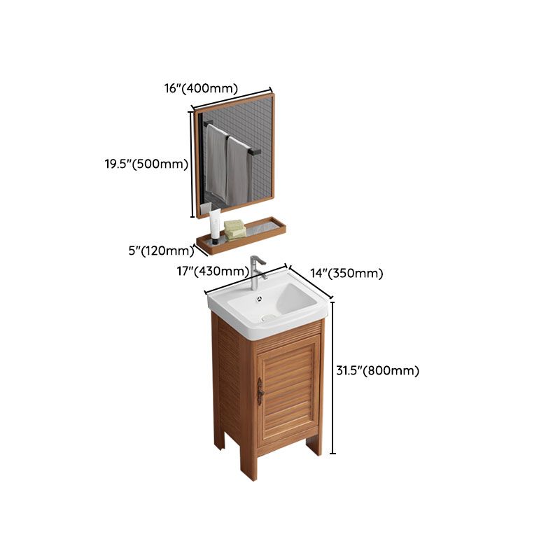 Rectangle Vanity Set Metal Frame Mirror Freestanding 2 Doors Single Sink Bath Vanity Clearhalo 'Bathroom Remodel & Bathroom Fixtures' 'Bathroom Vanities' 'bathroom_vanities' 'Home Improvement' 'home_improvement' 'home_improvement_bathroom_vanities' 1200x1200_63d47483-af56-4890-b103-36851448a521