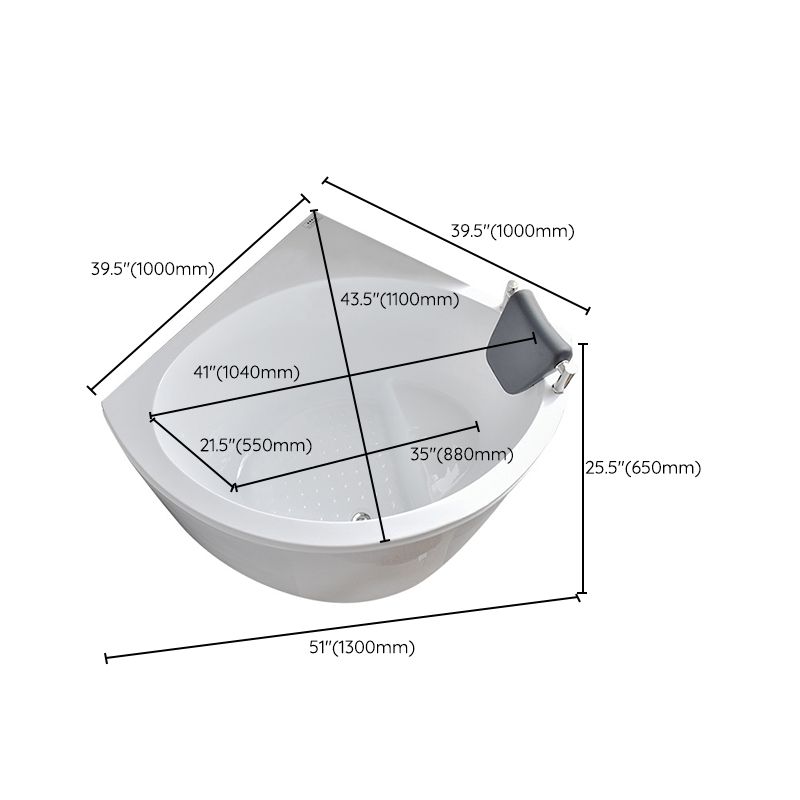 Corner Acrylic Bathtub Soaking White Modern Back to Wall Bath Clearhalo 'Bathroom Remodel & Bathroom Fixtures' 'Bathtubs' 'Home Improvement' 'home_improvement' 'home_improvement_bathtubs' 'Showers & Bathtubs' 1200x1200_63fecde4-4226-4d18-8246-15fabbfeb1f0